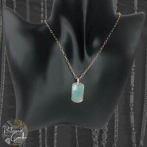 Amazonite Stone Tag Pendant Necklace